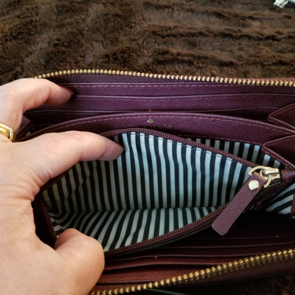 EUC Kate Spade Burgundy Leather Wallet - Picture 6 of 9